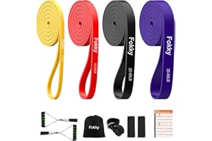 FOKKY Resistance Bands Set Men Women,4 Level Exercise Bands for Fitness Strength Training Workout Yoga,Pull Up Bands with Door Anchor,Handles, Protective Covers, Bag and Training Poster