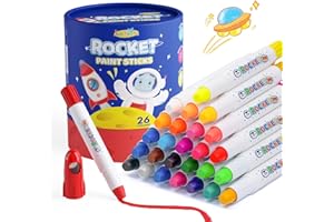 JUPITEARTH 26 Colors Rocket Tempera Paint Sticks with 120 PDF Coloring Pages, Quick Drying, Non-Toxic and Washable Paint Sticks for Kids and Students, Art Supplies for Drawing on Paper and Canvas