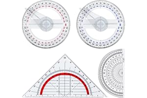 ZBHDEYG 4 piezas de transportadores, transportadores de dibujo y diseño, reglas para medir ángulos, triángulos, círculos completos, transportadores de semicírculo, herramientas para medir ángulos
