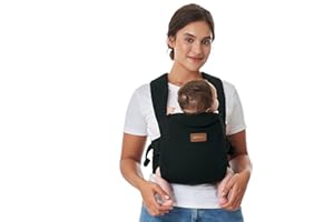 Momcozy Newborn Carrier WeeSnug- Lightweight and Cozy Comfort for 3.2-11.3kg, Ergonomic Cross-Back Support, Effortless to Put On, Hands-Free Baby Carrier with Lumbar Support, Black