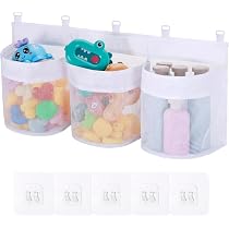 Rete Portagiocattoli Da Bagno – Extra Large 60x25 Cm, 3 Tasche, Con 5 Ganci Adesivi, Organizzatore Per Doccia E Vasca, Per Bambini