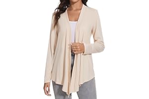 Famrrifuu Cardigan Donna Lungo Giacca Leggero Maniche Lunghe Aperto Davanti Elegante Cardigan Orlo Irregolare