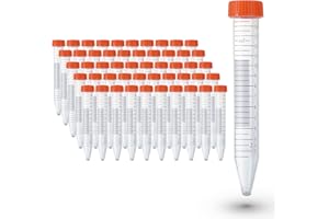 PRECIPETTE 15ml Centrifuge Tubes with Lid, Sterile Lab Tubes,Conical Centrifuge Tubes, Non-pyrogenic, DNase/RNase Free, Enzyme-Free, Graduated Marks, Leakage-proof Screw Cap, 50PCS