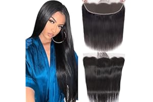 DUAUJUIU 13x4 Lace Frontals Human Hair Straight HD Transparent Lace Frontal Closure Human Hair 13x4 Pre Plucked with Natural Hairline Ear to Ear Brazilian Hair for Women 10 Inch