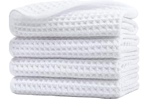 Polyte - Toalla para la Cara de Microfibra superabsorbente antipelusa - Punto gofrado - 33 x 33 cm - Pack de 4