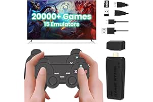 AMANKA Console di giochi retrò 2025,2 controller wireless 2,4 GHz con 20000+ giochi,uscita HDMI per TV,9 Emulatori Integrati per bambini e adulti