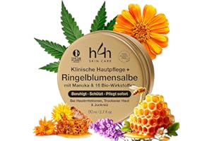 ‎HEMP HELP HEMP COSMETIC Bio Ringelblumensalbe Wundsalbe mit Manuka Honig & Propolis – Hochdosierte Calendula Creme für Neurodermitis, Ekzeme & Trockene Haut – | Regeneriert & Pflegt Ohne Kortison