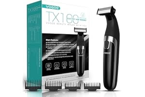 Recortadora de barba para hombres VOGOE, Afeitadora eléctrica para bigote, cuerpo, cabeza, todo en uno, Cortapelos inalámbrico y kit de aseo facial ajustable, recargable e impermeable TX100