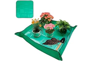 Sociaooil Potting Mat, 100cm x 100cm x 6cm, Green, Indoor/Outdoor, Foldable, Anti-Side Leakage, Gardening Tool - Potting Tray/Repotting Mat