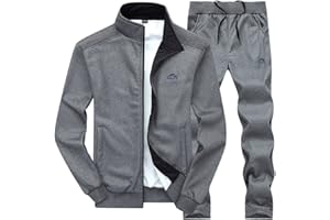 donhobo Mens Tracksuit Set Contrast Cord Jogging Bottoms Hoodies Zip Trousers Gym Sports Suit Sets Joggers Pants Zipper Pockets