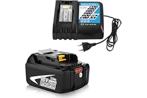 Moticett Batería de Repuesto para Makita 18V 5.5Ah+3A Cargador para Makita 18V Batería BL1850 BL1840 BL1830 BL1820 BL1815 y Cargador DC18RA DC18RC DC18RD (Blanco)