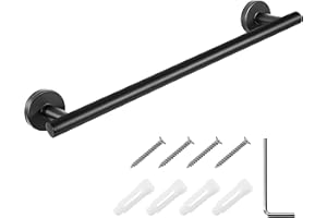 NEWELLSAIL Toallero Montado en la Pared Acabado Cepillado de Acero Inoxidable 304 Pequeño Soporte de Toalla para Baño y Cocina 40cm (Negro)