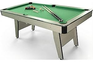 CONCEPT USINE | Billard Américain en Bois Gris Orlando | Design Contemporain | Tapis Vert | Bordures Capitonnées | Accessoires de Qualité Inclus | Idée de Cadeau Jeu, Famille et Décoration