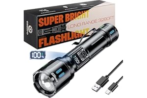 ‎ESGOFO Esgofo Taschenlampe LED Aufladbar Extrem Hell 500000 Lumens，Sehr Helle Lang Anhaltend 15 STD USB C Flashlight Große Reichweite 1000M, Einstellbar Fokus & Lichtmodi Torch Light für Outdoor Security