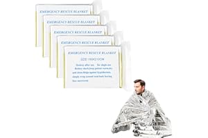 Traxenta 5 Pièces Couverture de Survie Reutilisable, Couvertures Thermiques d'urgence Indéchirable & Imperméable pour l'extérieur, Randonnée, Survie, Marathons, Premiers Secours Or/Argent 160 x 210cm