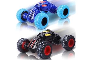 Shayson Monstertruck Spielzeugauto für Kinder ab 2 3 Jahren, Monster Truck Reibung Rennwagen Zurückziehen Rennautos, Aufziehauto, Reibungsbetriebene Spielautos Geschenk, 2 Stück