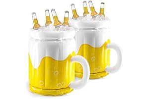 TOP RACE Enfriador inflable de 18 pulgadas, enfriador de cerveza para fiestas, suministros de fiesta Luau para adultos, paquete de 2 decoraciones de fiesta de verano, taza de cerveza inflable para fiestas en