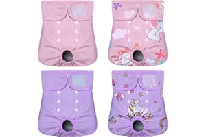 Petbank Pañales Perro Hembra - Paquete de 4 Reutilizables, Pañales para Perros Prueba de Fugas, Pañales Perro Super Absorbentes Transpirables Suaves Lavables, Pañales para Perro Duraderos (M)