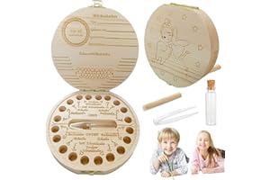 FIVEMILEBRO Milchzahndose, zahnbox holz milchzähne box, zahnbox für milchzähne junge & mädchen mit display funktion souvenir box, aufbewahrungsbox für baby-zähne baby geschenke zur geburt (Feenzahndose)