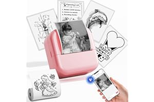LabelCenter Mini Sticker Printer for Smartphone – Bluetooth M02L Thermal Printer 203DPI, Includes 1 Paper Rolls for Study, Notes, Photos, Gifts, Anatomy Diagrams, Pink