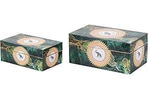 Adda Home Set de 2 Cajas Decorativas, Poliresina, 25X15X11/20X12X8 CM