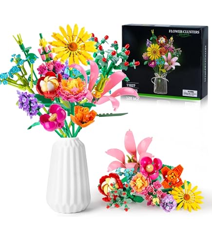 POFIBO Kit De Construction De Bouquet De Fleurs, 547 Pièces Set De Briques De Fleurs Diy Blocs De Construction Collection Botanique Pour Decoration De La Maison Et Cadeau