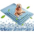 Coppthinktu Dog Cooling Mat, Pet Cooling Pads for Dogs Cats Washable Summer Kennel Mat, Breathable Self Cooling Blanket Pad Ice Silk Sleep Mat Non-Toxic Dog Cool Bed Liner for Home Travel Small Blue