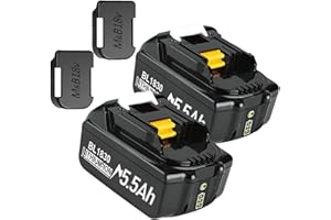 BONADGET 2x 18V 5.5Ah Li-ion Replacement Battery Compatible with Makita BL1830 BL1850 BL1860 BL1840 BL1820 BL1815 BL1835 BL1845 LXT Battery Pack of 2