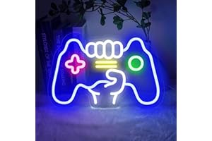 BringLuck2U Placa de neón para videojuegos, decoración de sala de juegos, decoración de sala de juegos, cartel de neón para decoración de habitación de niños adolescentes, luz de neón regulable para