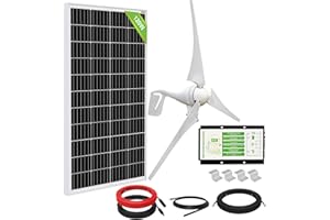 ECO-WORTHY 520W 12V Kit Eolico-Solare: Turbina Eolica 400W + 1 Pannello Solare Monocristallino 120W + Regolatore Ibrido per Casa, Applicazioni off-grid