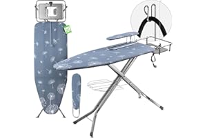 KADAX Table à Repasser pour Centrale Vapeur, Planche à Repasser avec Prise de Courant et Hauteur Réglable pour Un Repassage Facile (130 x 48 cm, Bleu Foncé)