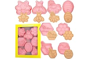 Crethink Lot de 8 emporte-pièces abeilles en plastique sur le thème du festival des abeilles, moule à biscuits amusant, ensemble de pâtisserie pour enfants.