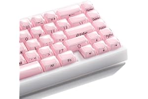 GMKWTL XVX Pink Keycaps, Crystal Jelly Keycaps OEM Profile Side Printed Keycap Set Compatible with 61/68/84/87/98/100 ANSI Layout MX Switches Mechanical Keyboard