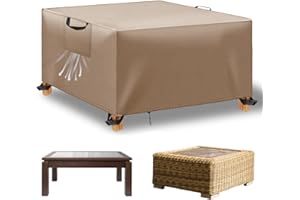 WUAYAMI Funda para Muebles de Jardín Exterior, Funda Mesa Exterior Impermeable, Tela Oxford 420D, Anti Viento, Anti UV Funda Protectora Mesa Exterior con Salidas de Aire,Caqui, 200x200x90cm