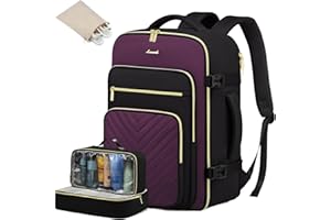 LOVEVOOK Plecak na bagaż podręczny Samolot, 40L Plecak podróżny damski duży, Wodoodporny plecak na laptopa damski 17.3 cali, Weekender Plecak na bagaż podręczny do podróży do pracy w biznesie