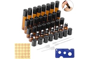 WYTNB 32 Flacon Huile Essentielle Vide, 2/3/5/10ML Cosmetic Roller Bottle, Fragrance Roller Bottle, Flacon Roll On Vide Pour Les Soins Quotidiens Du Visage Et Du Corps