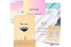 Mutzauber® 30 Affirmationskarten inkl. Box + Holzständer 10x12cm Motivationskarten für Mädchen, Frauen, Teenager, perfekt für junge Erwachsene. Selbstbewusstsein, innere Stärke, Mut, Selbstvertrauen