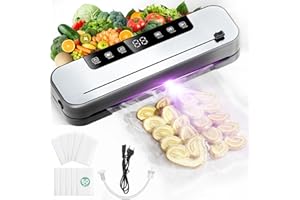 L.STARRYISLAND 6-in-1 Vakuumiergerät, Vakuumierer Profi für Lebensmittel mit 50 Vakuumierbeutel und 1 Schlauch für Vakuumbehälter, 75Kpa Vollautomatisches Versiegelungsgerät mit Cutter und Digitalem Countdown