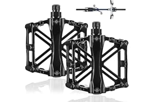 BIEMIAN 1 Pair Mountain Bike Pedals, MTB Pedals, Bicycle Cycling Bike Pedals, Bicycle Pedals, Anti-Slip Aluminum 9/16 inch Thread Bicycle Cycling Pedals Flat Pedals for Most Bicycles Road Bike, Black