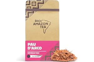 Rio Amazon Pau D’Arco Herbal Tea – 40 Unbleached Tea Bags of 100% Natural Lapacho Bark – Caffeine-Free Detox Infusion for Immunity, Anti-Inflammatory Support & Wellness – Non-GMO, Additive-Free