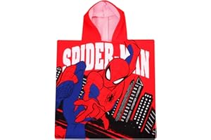 Marvel Spiderman Hooded Towels for Kids Beach Towel for Swimming Pool or Changing Robe Quick Dry Soft Microfibre.