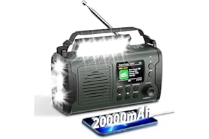BIAOQINBO 20000mAh Kurbelradio mit Bluetooth, DAB/FM Solar Radio, Als Taschenlampe & Leselicht, USB Handy-Lader, SOS Alarm, TF Karte, Kopfhöreranschluss, TFT Bildschirm, Tragbar Notfallradio für Camping Outdoor