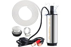 CarBole Fuel Transfer Pump 12V Water Pump 51mm with 3m Hose,Portable Oil Diesel Fuel Pump with The Crocodile Clip and Filter Removable,Suitable for Various Oil and Water Usage Scenarios