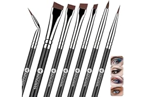 KINGMAS Feiner abgewinkelter Eyeliner-Pinsel, Premium 7-teiliger Gel-Eyeliner-Make-up-Pinsel, abgewinkelter flacher Definierer, ultradünner gebogener Augenpinsel