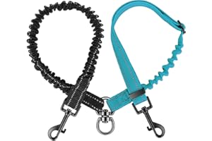 Nasjac Podwójna smycz dla psa, bez plątaniny, obrót o 360°, łącznik smyczy do wyprowadzania 2 psów, regulowana, amortyzująca wstrząsy, odblaskowa, podwójna smycz dla dwóch zwierząt domowych, psów,