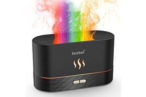 Jeebel Aroma Diffuser mit Flammen Effekt, Ultraschall Vernebler Luftbefeuchter DuftöL Diffuser mit 2 Helligkeit Einstellbar & Wasserlose Abschaltautomatik