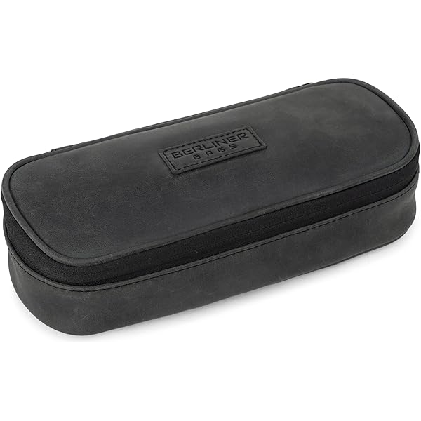 STILORD Melissa Lederen Pennenetui Vintage Pennenzak Pennenbakja ideaal als Bag Organizer Make Up Bag Pennenhosje van Echt Leer Kleur:zwart