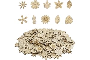 LAKSOL 200 Pezzi Fetta di Legno Naturale, Abbellimento in Legno Casa in Legno Artigianato Fai-da-Te Foglie di Albero in Legno per Abbellimenti Biglietti D'auguri Decorazione di Nozze