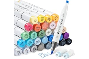 Ohuhu Marcadores, 36 + 1 colores, rotuladores de alcohol con pincel premium y cincel de doble punta, recargables para artistas, adultos, diseño para colorear, ilustraciones de boceto, serie Honolulu