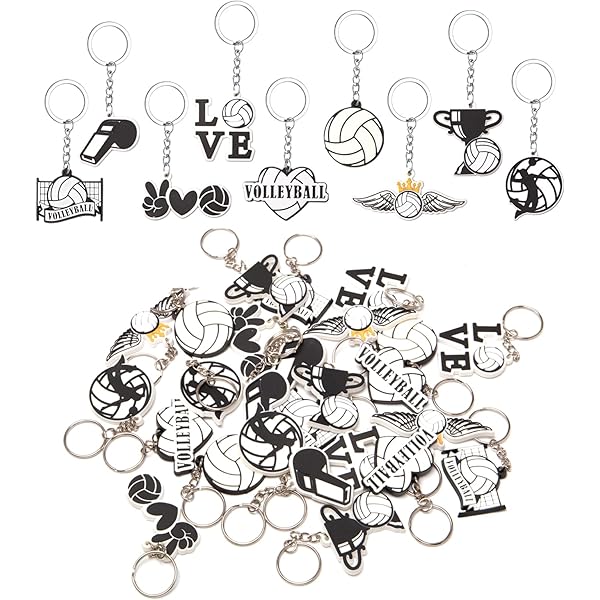 Miniblings Porte-clés En Forme De Boule De Volleyball - Bijou Fantaisie Fait à La Main - Porte-clés - Anneau Porte-clés - Volleyball